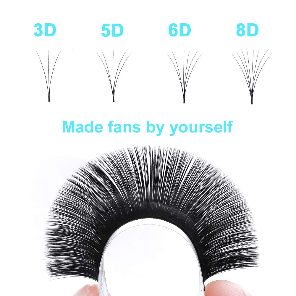 Volume Lash Extensions 0.07 D Curl 16-22mm Mixed Tray Easy Fanning Volume Lashes Matte Black Self Fan Eyelash Extension Supplies (0.07-D, 16-22mm Mix)