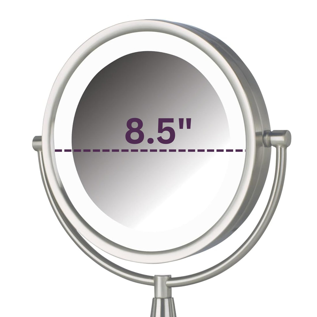 Jerdon HL8510NL 8.5-Inch Tabletop Two-Sided Swivel LED Lighted Vanity Mirror with 8x Magnification, Nickel Finish