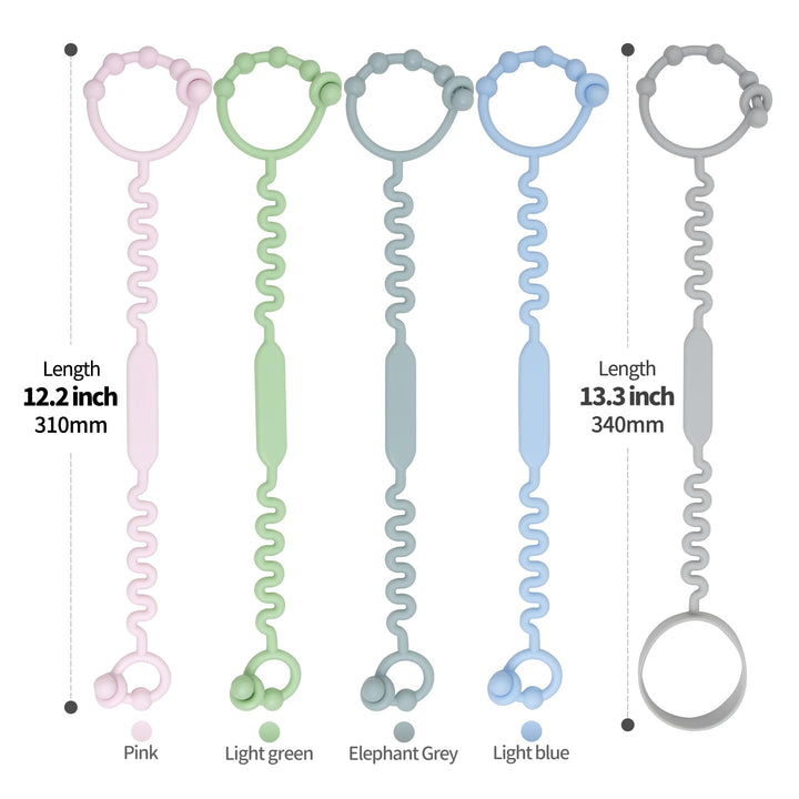 Toy Straps for Baby, Pacifier Holder Clip with Self-Adjusting Bayonet, Pure Silicone Material Without BPA; Can Be Used for Teethers, Feeding Bottles, Toys, Baby Cribs, High Chairs(5PS)