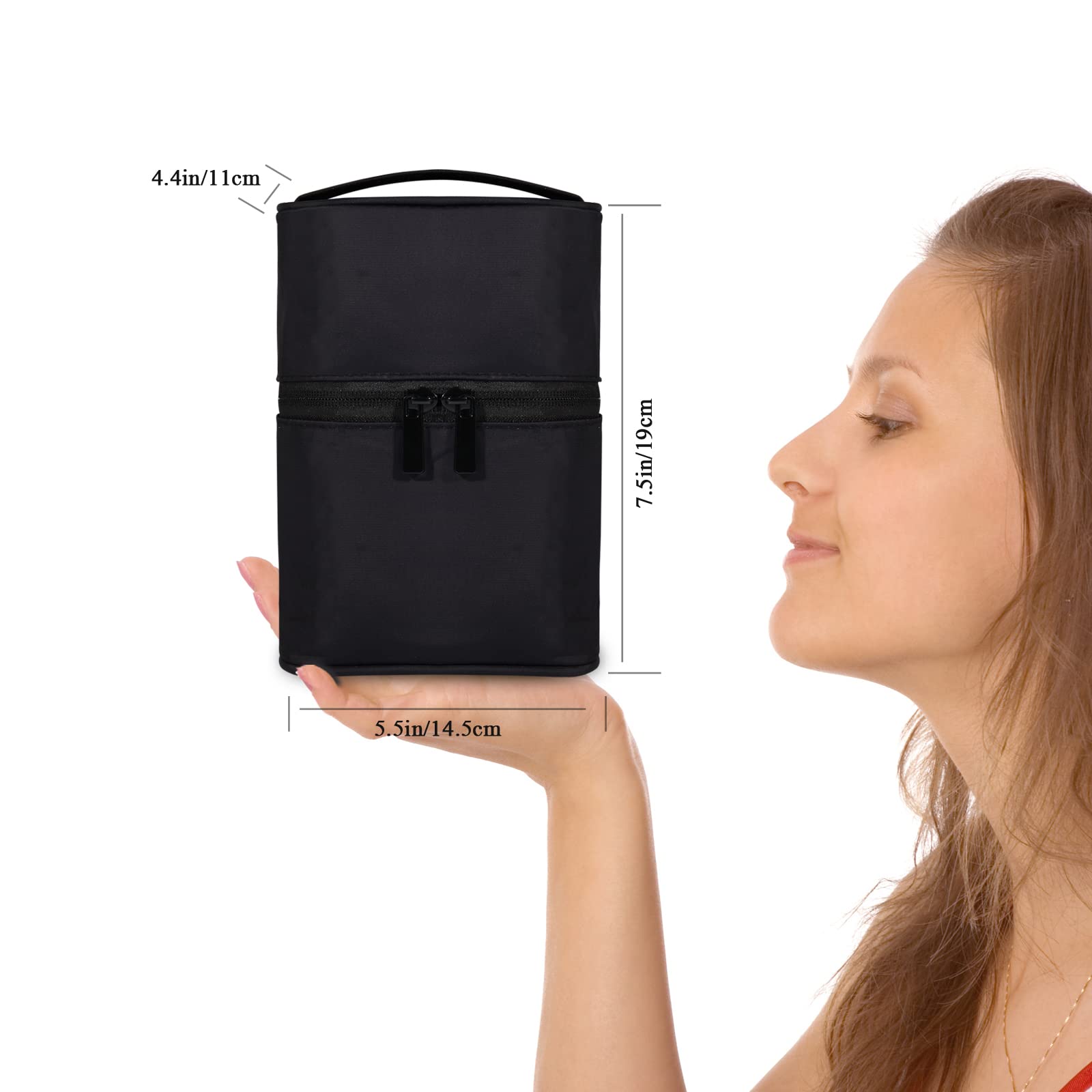 Bysiter Black: Makeup Brush Organizer Artist Makeup Bag Brushes Set Case Professional Travelling Brush Pen Pencil Holder Make Up Cup Storage Organizer Case Pencil Pouch Cosmetic Bag for T