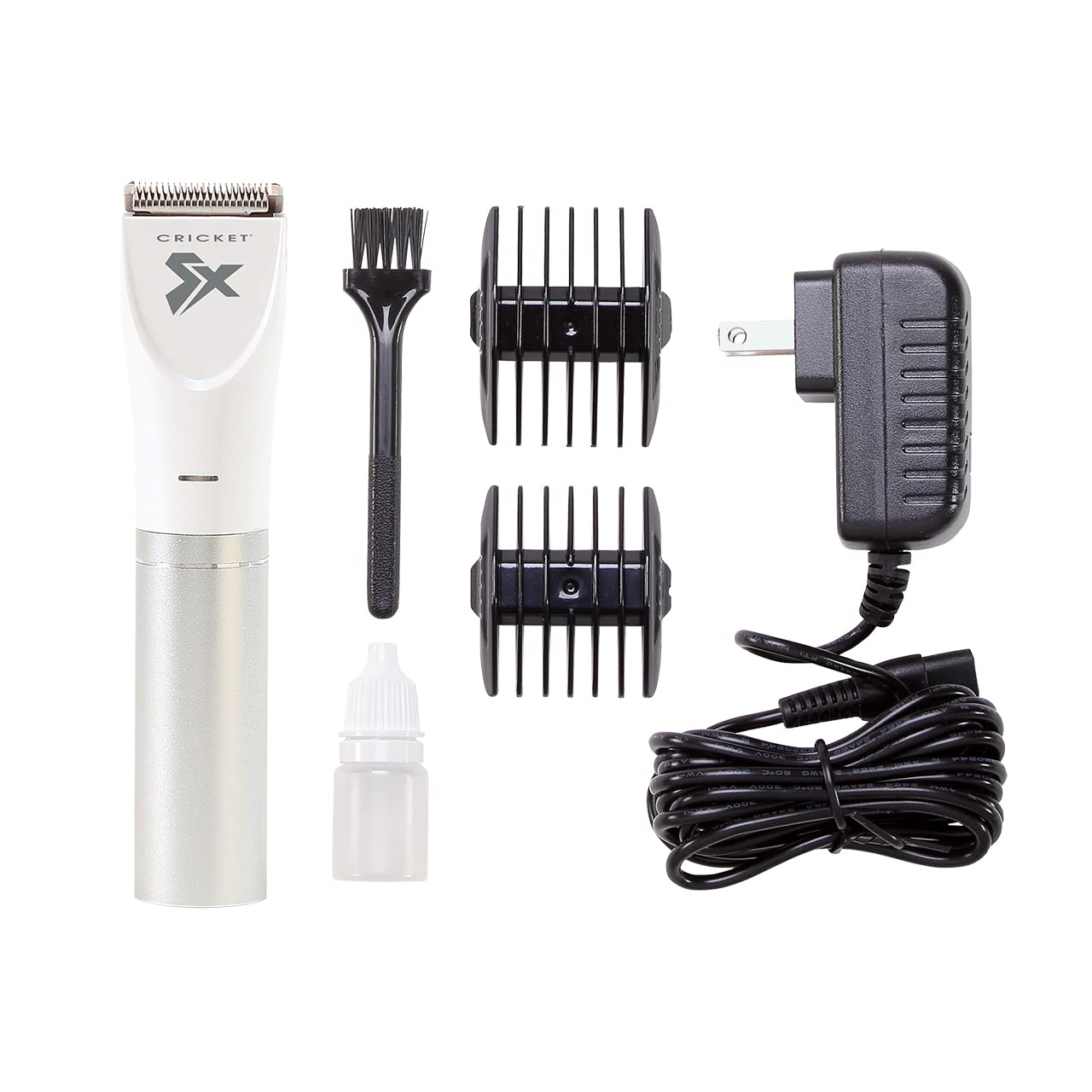 Cricket Stylist Xpressions Cordless Rechargable Lightweight Silver Trimmer. Compact Size, Includes 2 Guides (3/4 & 5/6 Mm), Trimmer Duster Brush, And Blade Oil