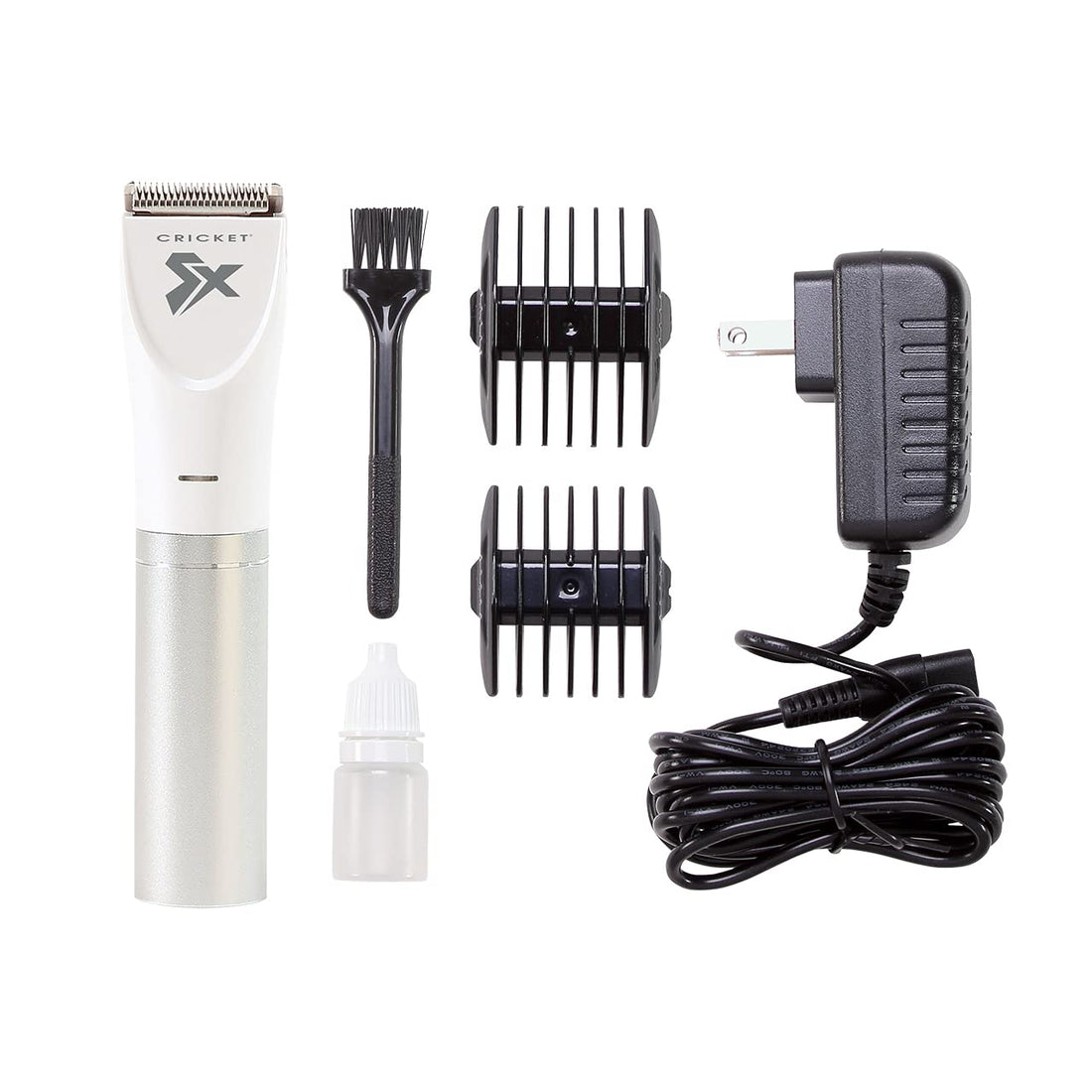 Cricket Stylist Xpressions Cordless Rechargable Lightweight Silver Trimmer. Compact Size, Includes 2 Guides (3/4 & 5/6 Mm), Trimmer Duster Brush, And Blade Oil