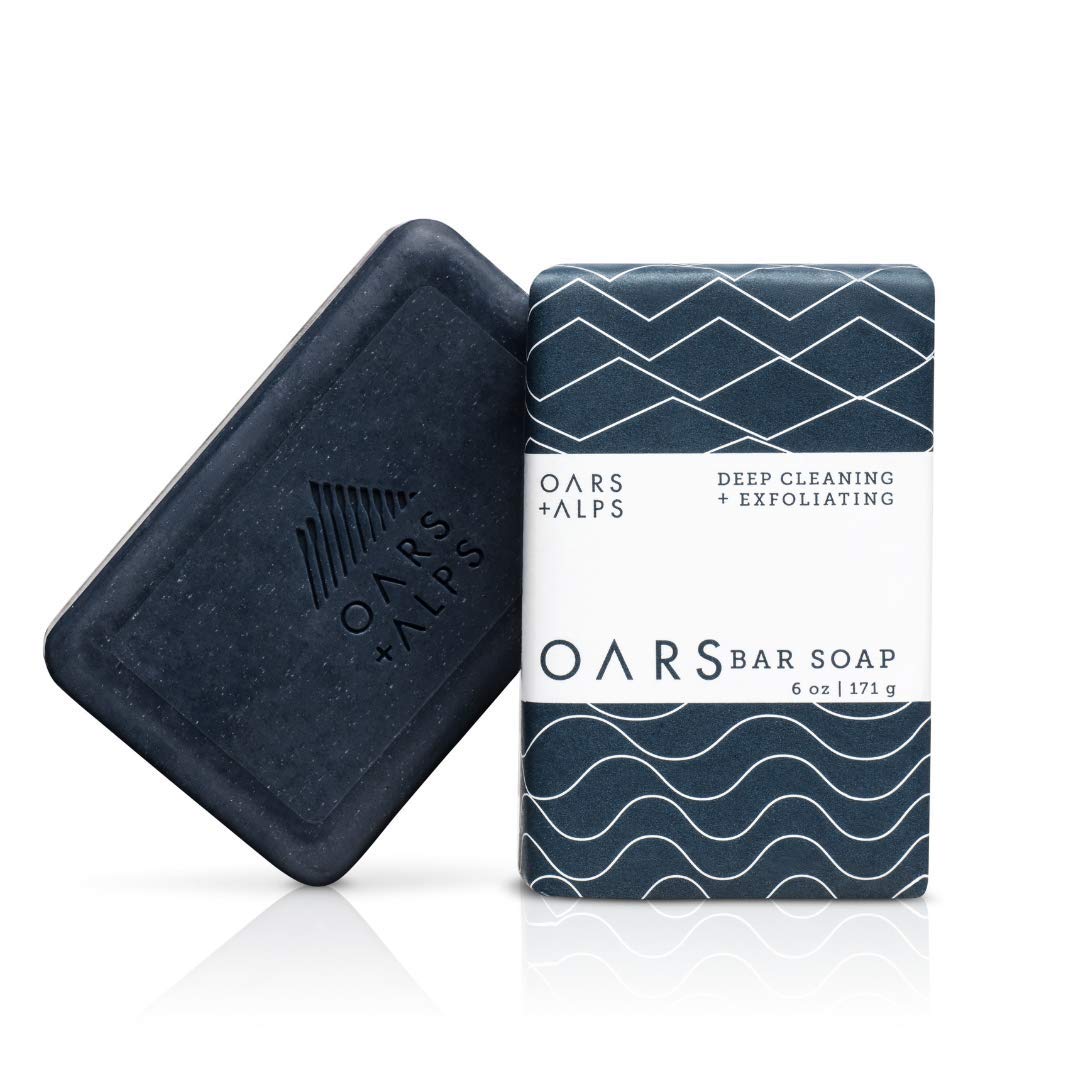 Oars + Alps Natural Exfoliating Blue Charcoal Oars Bar Soap | Deep Clean, Activated Charcoal, Body Scrub, Non-Toxic.