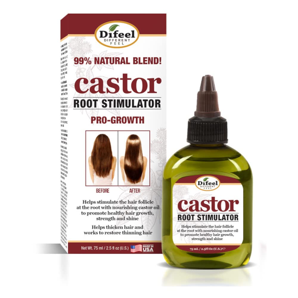 Difeel 3-PC Castor Pro-Growth Hair Growth: Cleansing & Treatment Set - Includes 12 oz Shampoo, 12oz Conditioner, & 2.5oz Root Stimulator