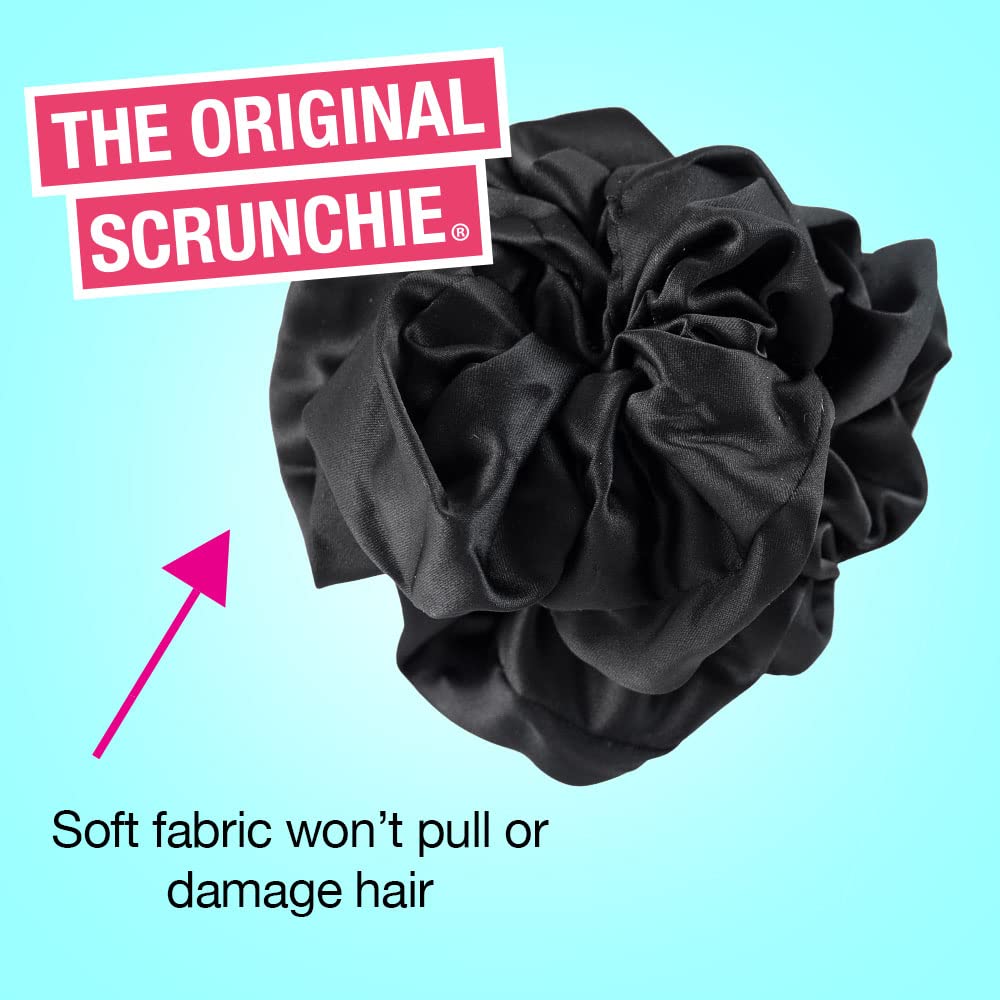 Scunci Jumbo Black Satin Scrunchie, Black