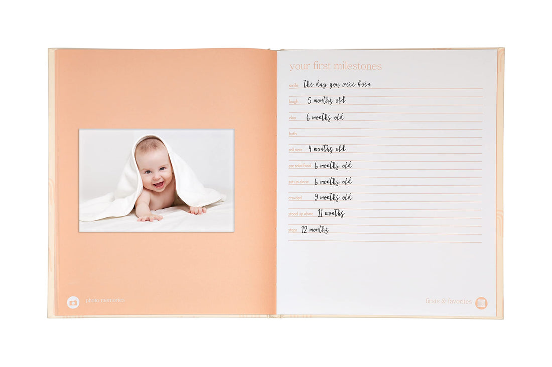 Pearhead Hello Baby First 5 Years Memory Book, Gender-Neutral Baby Keepsake for New and Expectant Parents, Pregnancy And Milestone Journal, Gray