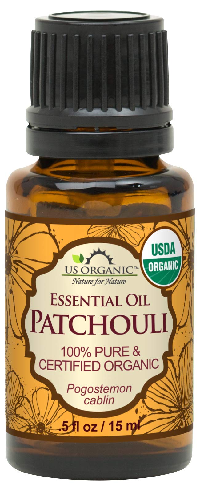 US Organic 100% Pure Patchouli Essential Oil - USDA Certified Organic, Steam Distilled - W/Euro droppers (More Size Variations Available) (15 ml / .5 fl oz)