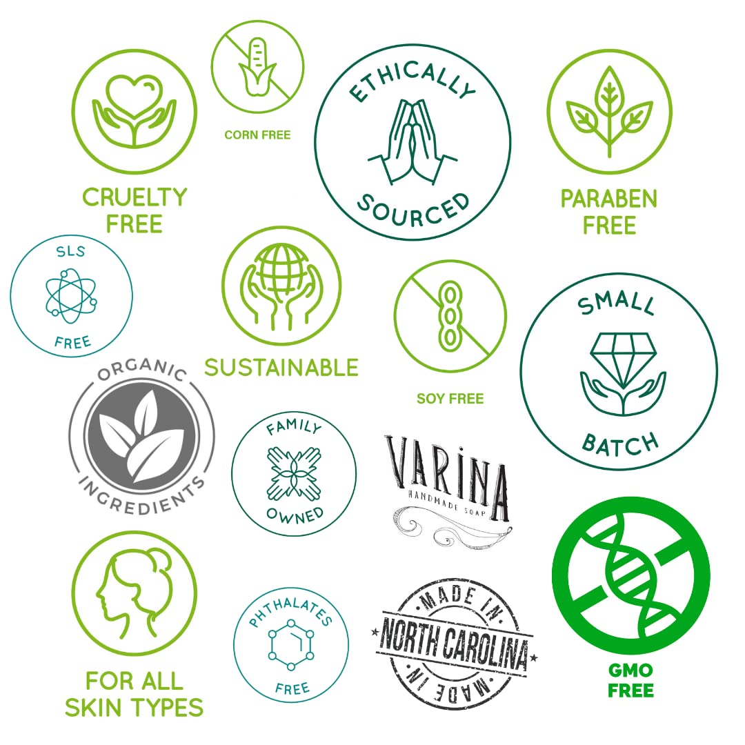 Varina Natural Fruity Variety Bar Soap - Gentle Cleansing for Sensitive Skin, Fruity - 10 Pack