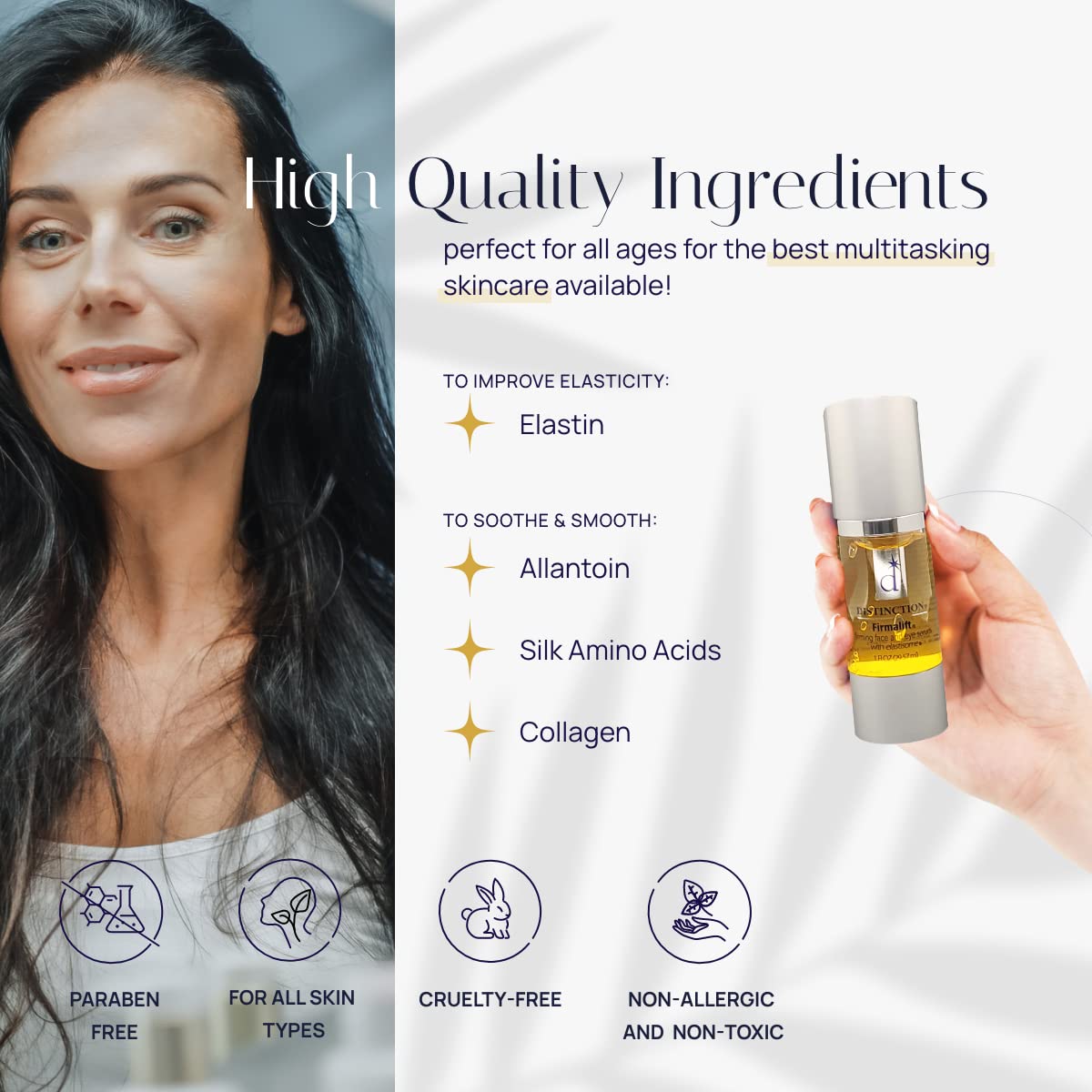 Distinction Firmalift Firming Face And Eye Serum With Elastisome | Anti Aging Serum - Helps Reduce The Appearance Of Fine Lines And Wrinkles, Soothes, And Moisturizes