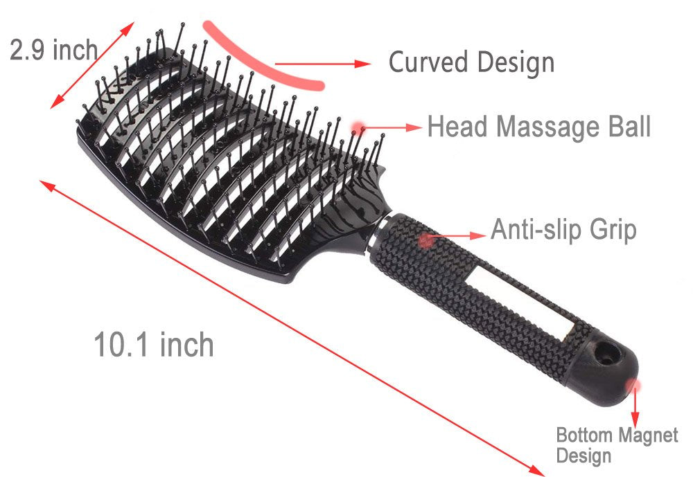 PERFEHAIR Curved Vented Styling Hair Brush, Detangling Thick Hair Massage Blow Drying Brush