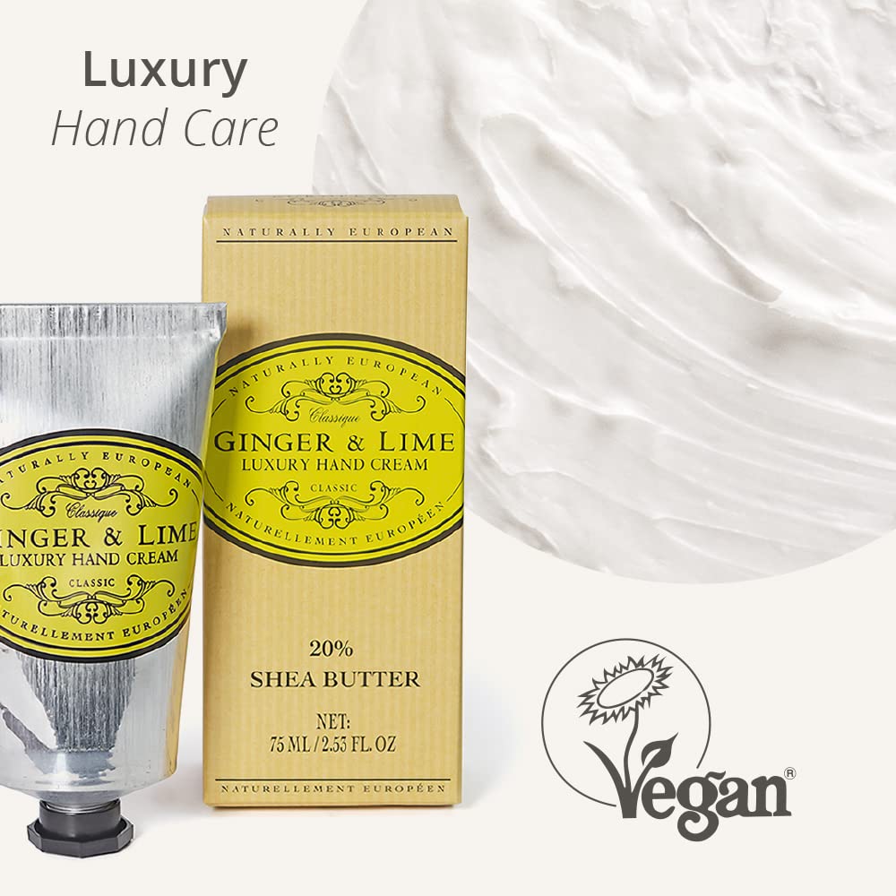 Naturally European GINGER & LIME Luxury Hand Cream Boxed 20% Shea Butter 75ml