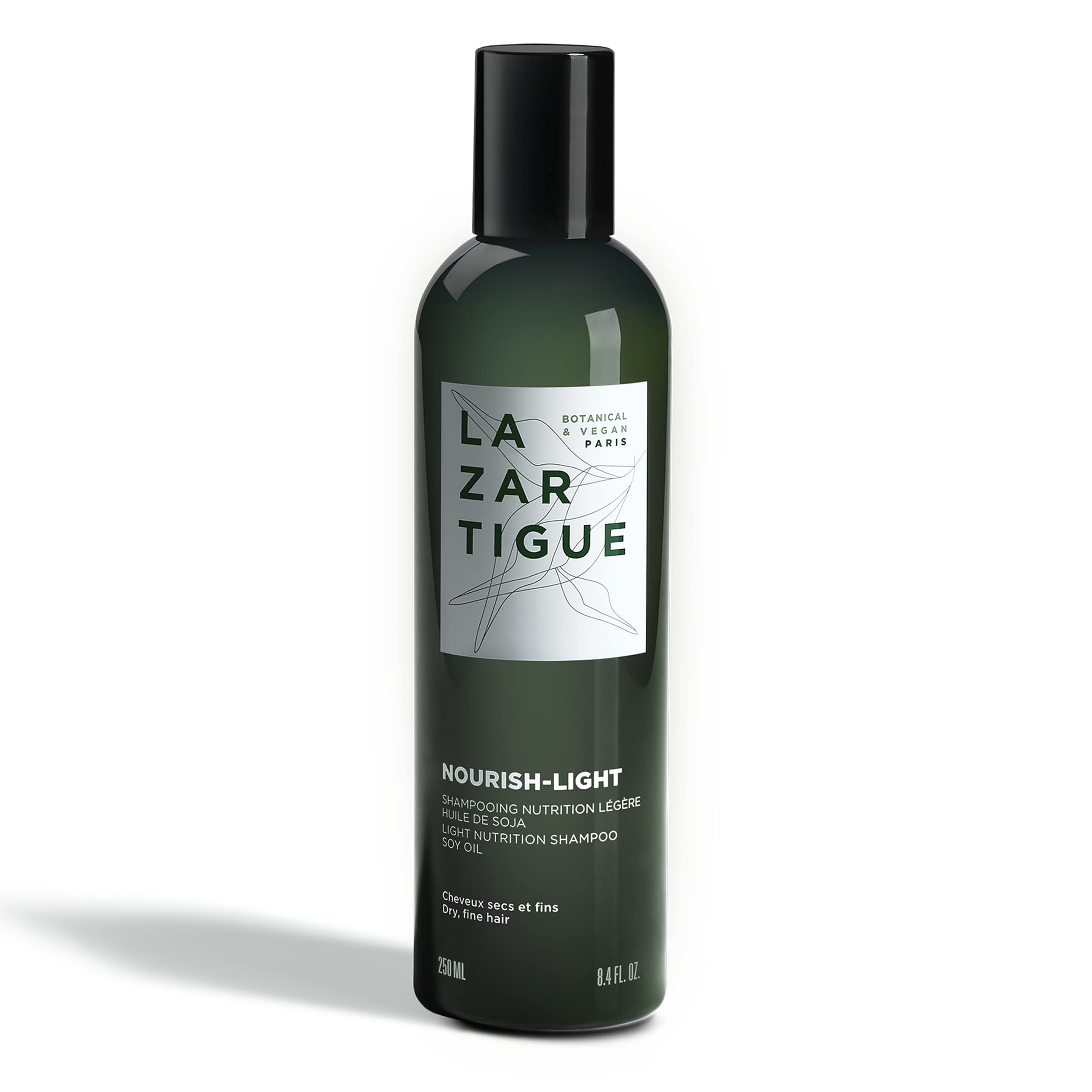 Lazartigue Nourish Light Shampoo, Soy Oil Enriched, Lightweight Nourishment for Dry, Fine Hair, Vegan, Sulfate & Silicone Free, 8.4 fl.oz.