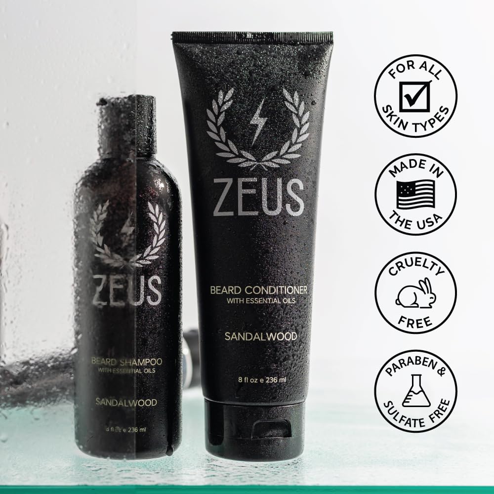 Zeus Beard Shampoo And Conditioner Set For Men, Vanilla Rum