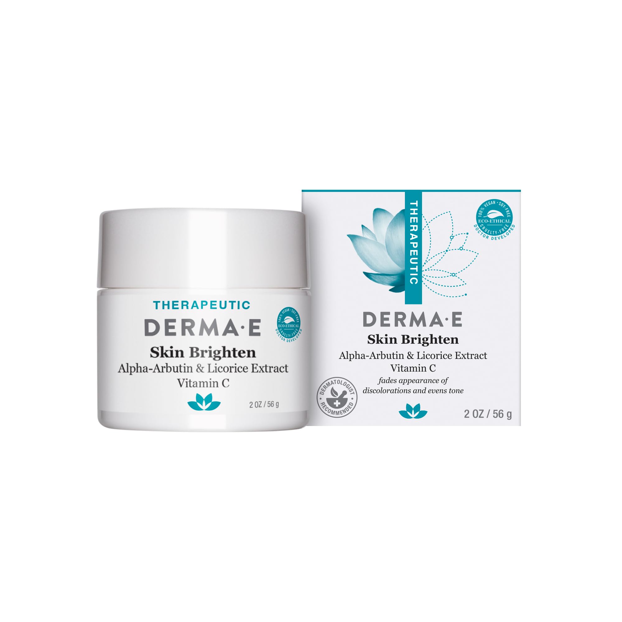 Derma E Skin Brighten Cream, with Alpha Arbutin + Licorice Extract - 2 Ounce/56g