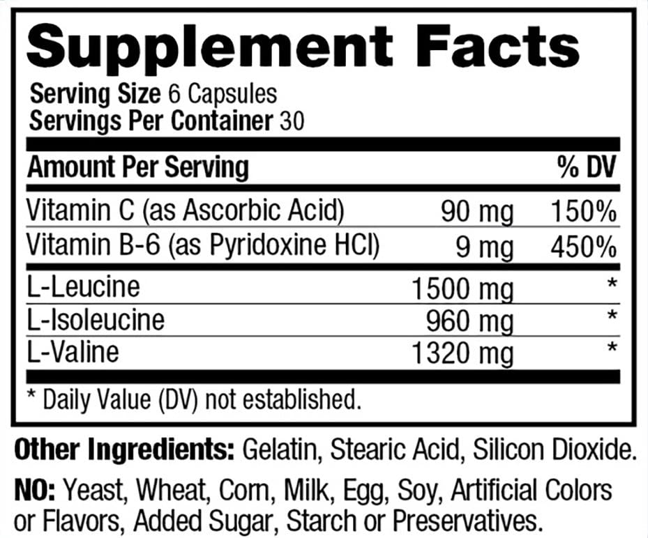 PROLAB BCAA PLUS, Branched Chain Amino Acid Capsules, 180-Count