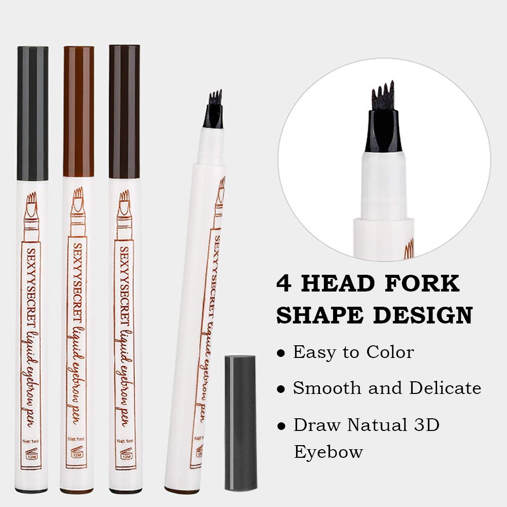 DEVIMIC Eyebrow Tattoo Pen, Microblading Eyebrow Pencil, with a Micro-Fork Tip Applicator, Create Natural Looking Eyebrows, Easy to Use and Stays All Day (Brown)