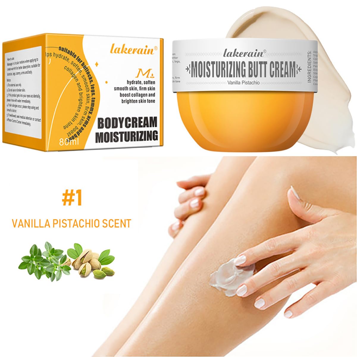 FYEBOO Butt Cream, Body Thigh Butt Firming Cream, Moisturizing Body Skin Repair- Fast Absorbing, Non-Greasy, Smoothening Butt Cream for All Skin, 80ml (#01 Vanilla Pistachio)