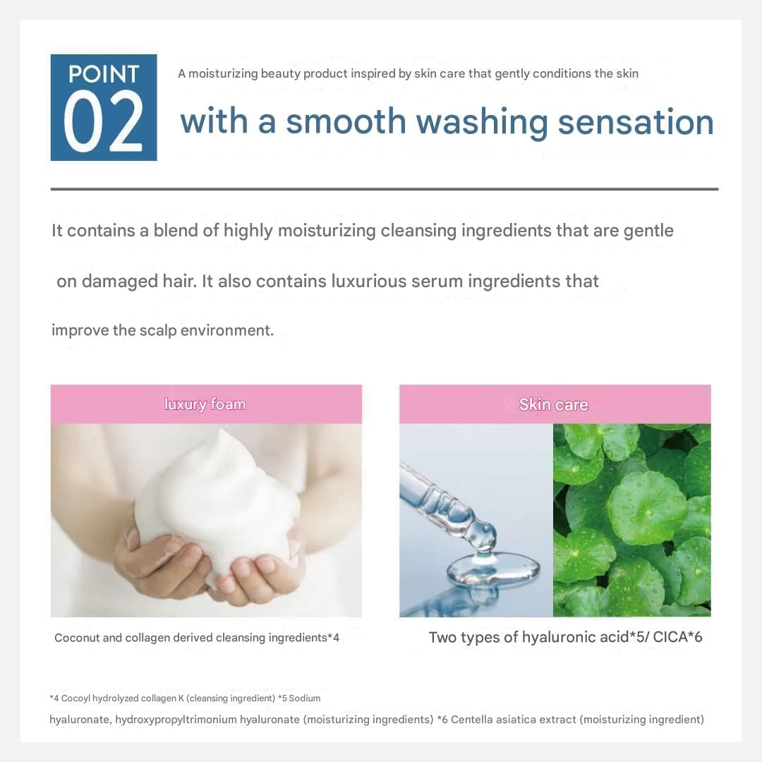 plus eau, Shampoo & Conditioner Set, Daily Moisture Renewal Hair with Silk Beauty Essence Ingredients, 15.2 oz / 450ml, 2-Pack, Made in Japan, Ultimate Moisture