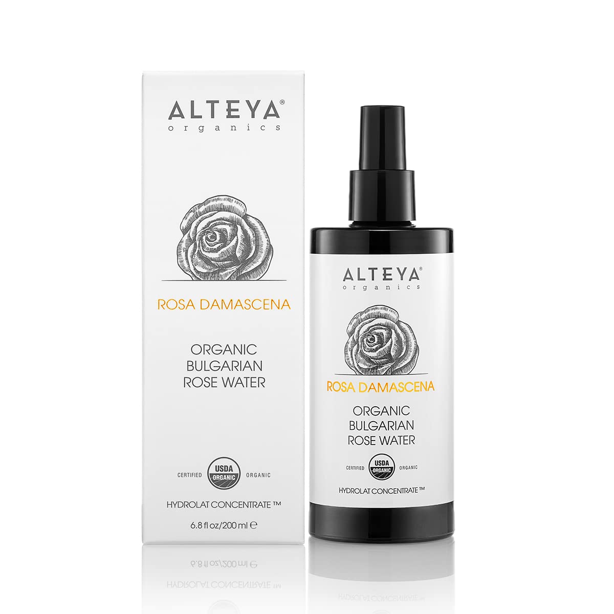 Alteya USDA Organic Rose Water Toner Mist 200milliliter/6.8fl.oz Violet Glass Spray