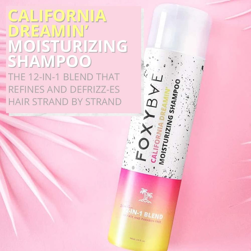 FoxyBae California Dreaming Moisturizing Shampoo | 12-in-1 Blend Hair Nourishing Shampoo for Moisture, Volume with Biotin, Argan Oil, Shea Butter | Sulfate-Free, Paraben-Free, Cruelty-Free - 10 Fl Oz