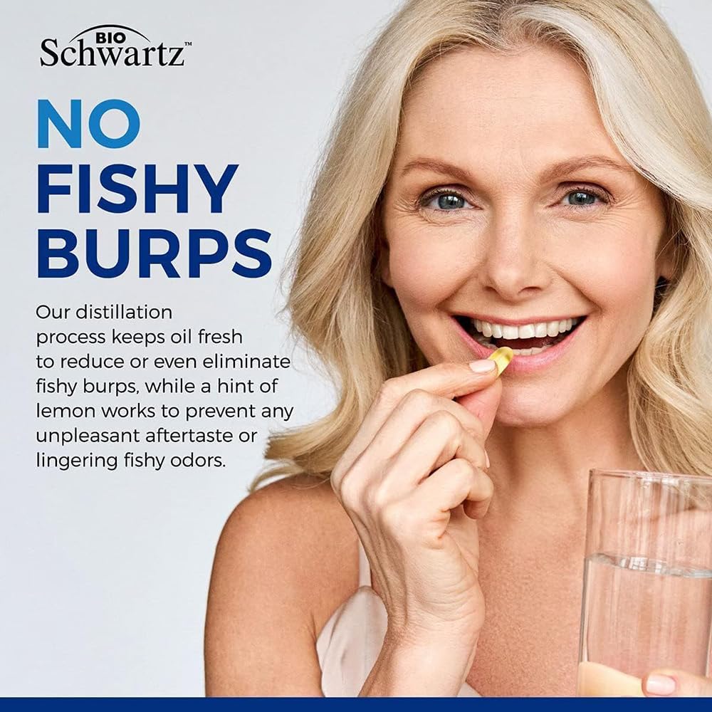 Triple Strength Omega 3 Fish Oil Supplement - 2250mg EPA DHA Omega 3 Fatty Acids from Fresh Wild Caught Fish, Supports Joint, Eyes, Brain Health - Burpless Lemon Flavor, Gluten Free, 90 Softgels