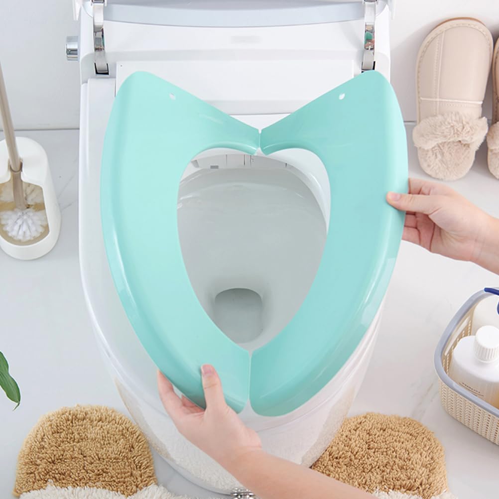 Folding Toilet Pad for Home Travel Potty Seat Washable Folding Safe Pad Training Toilet Seat Cover Cushion for and Kids (Green)