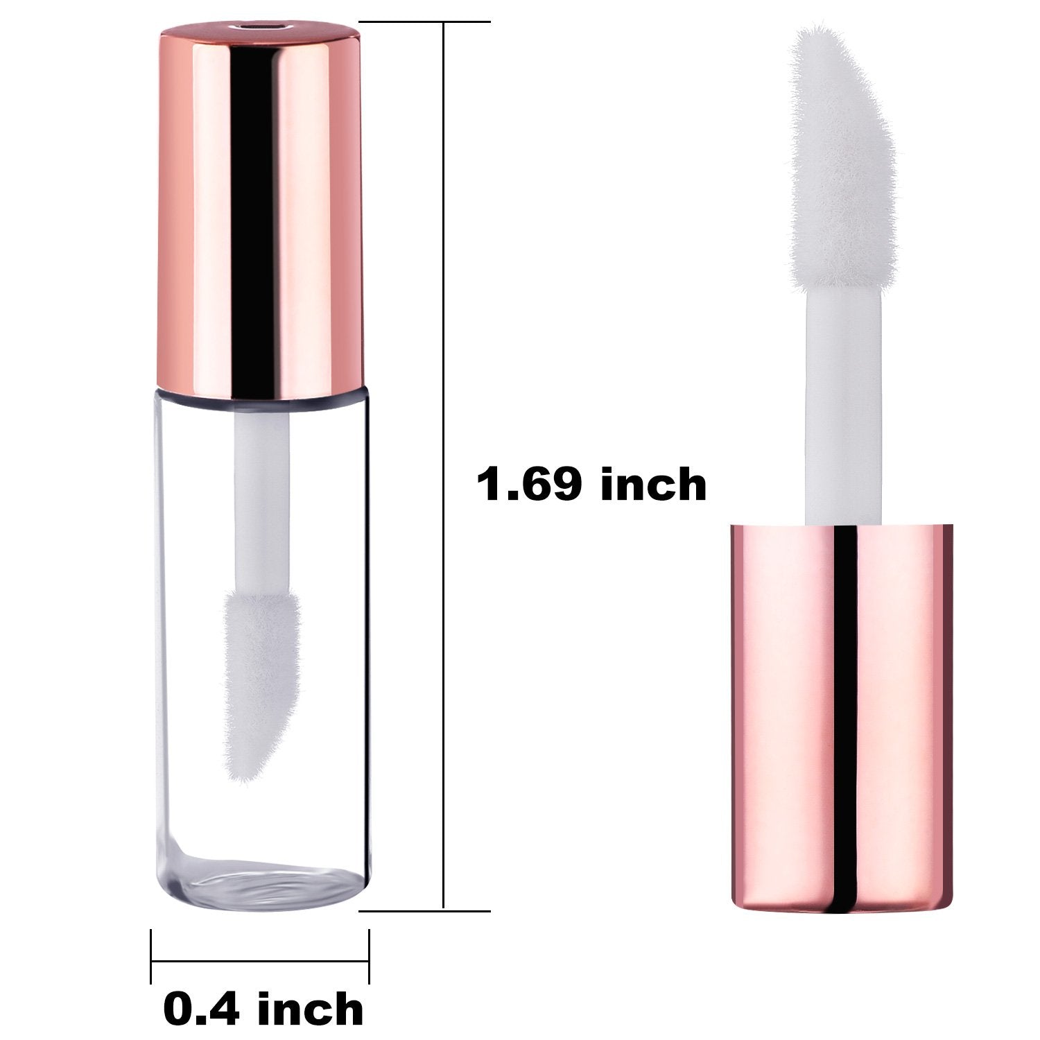 25 Pack Empty Lip Gloss Tubes Containers, Clear Mini Refillable Lip Balm Bottles with Rubber Inserts and Transfer Pipettes for Lip Samples Travel Split Charging DIY Makeup (1.2 ML, Rose Gold)