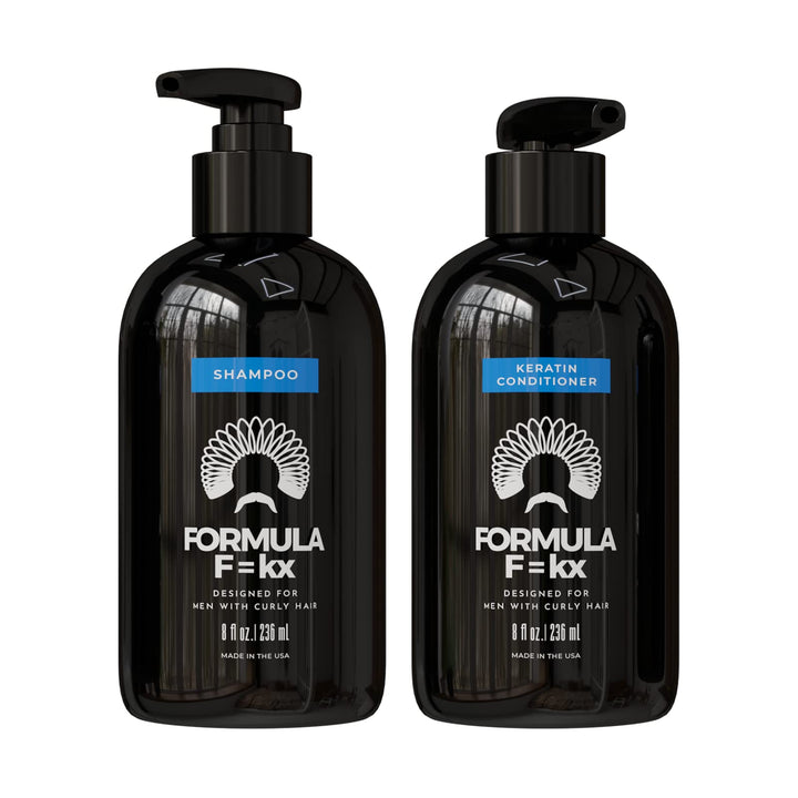 Formula F=kx - Curly Hair Product Set - Keratin, Aloe & Coffee Seed Extract Shampoo and Conditioner - For All Curl Types - Sulfate-Free - Ocean Scent - 8oz