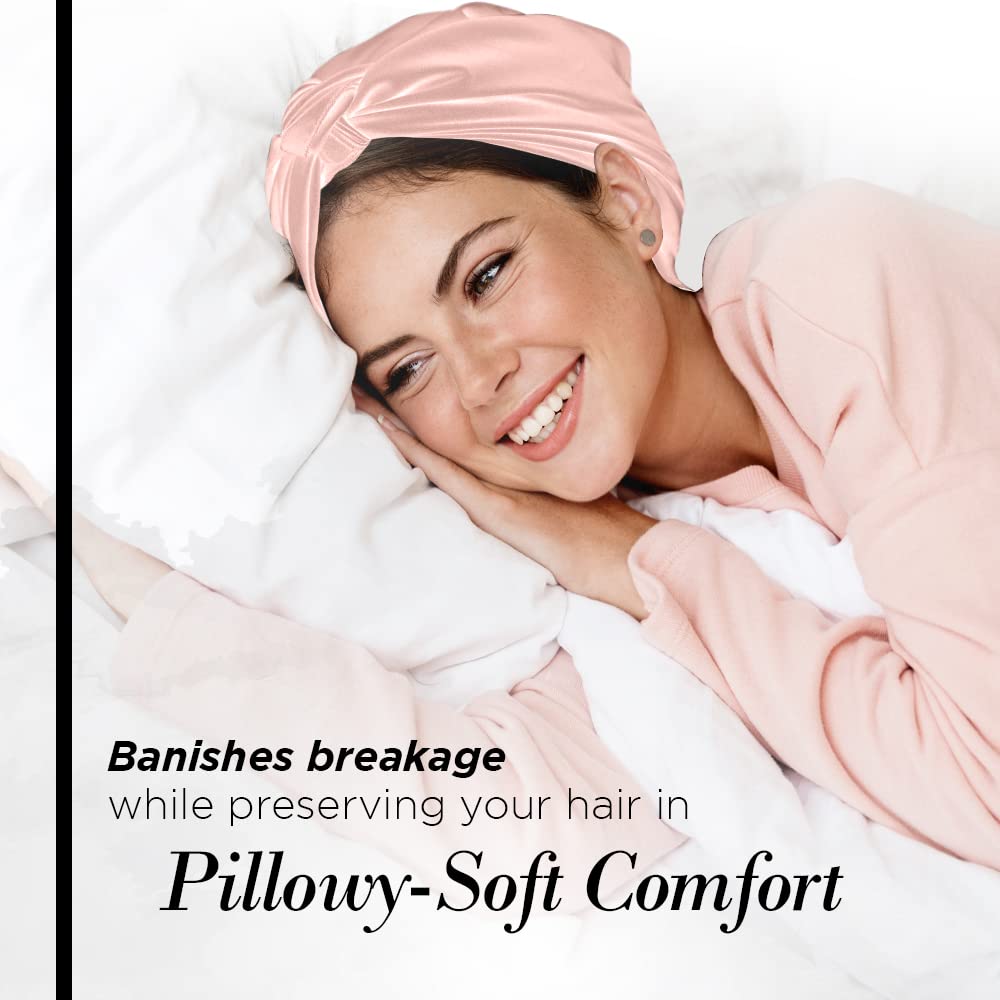 Kitsch Blush Pro Multi-Way Satin Charmeuse Square Sleep Hair Scarf Frizz-Free Nighttime Head Cap for Women