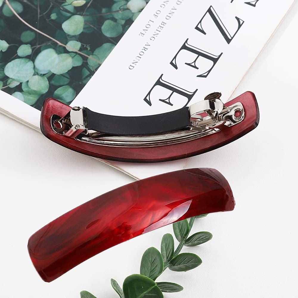 6 Pieces Retro Acrylic Hair Barrettes for Women, Large French Automatic Hair Barrettes for Girl and Hair Barrettes for thick Hair, 6 Colors hair clip.