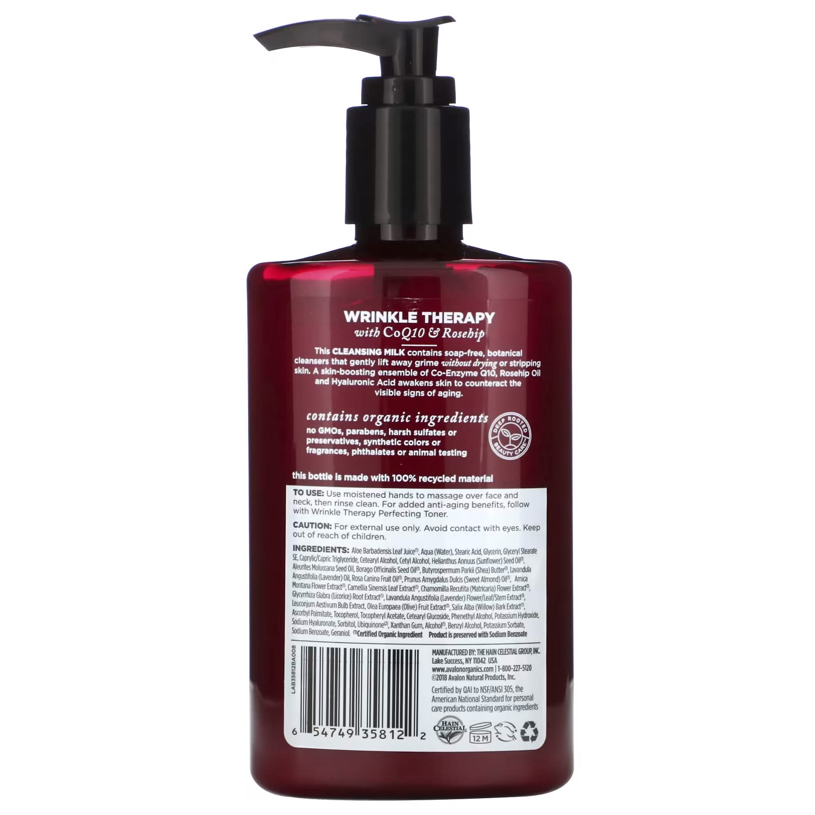 Avalon Organics Wrinkle Therapy Coq10 Cleansing Milk, 8.50 Oz (Pack Of 2)