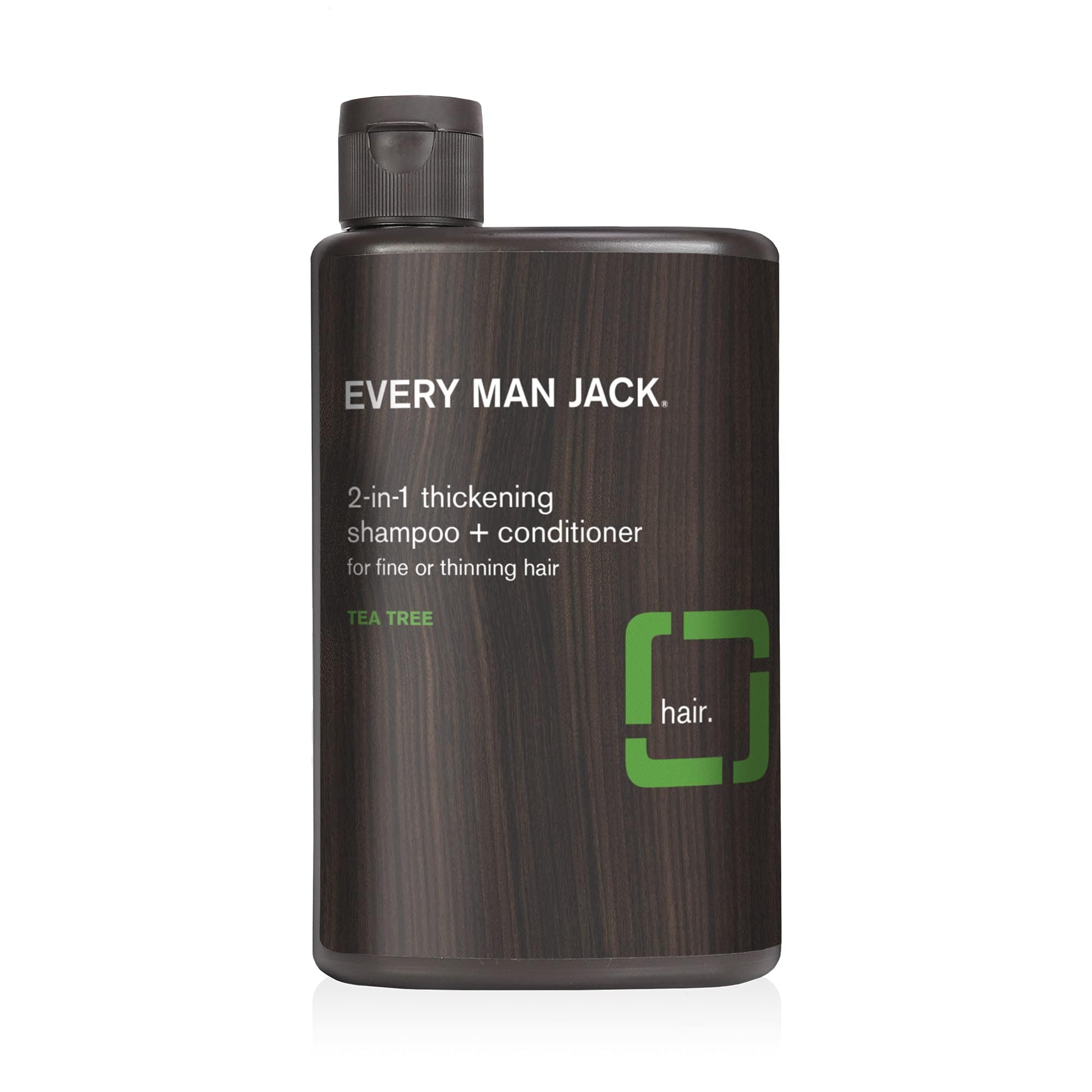 Every Man Jack Tea Tree Mens Thickening 2-in-1 Shampoo + Conditioner - Restore Thickness, Cleanse, and Condition - Made with Naturally Derived Ingredients - Paraben Free, Dye Free