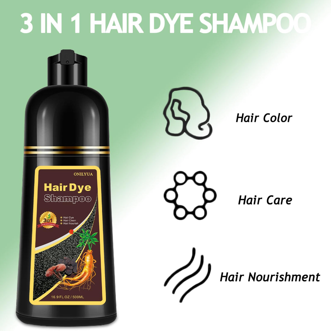 Hair Dye Shampoo 3 in 1, Blonde Brown Hair Dye 16.9 FL Oz, Blonde Brown Hair Shampoo, Semi-Permanent Hair Dye Shampoo, Lasts 30 Days Hair Color Shampoo (Blonde Brown)