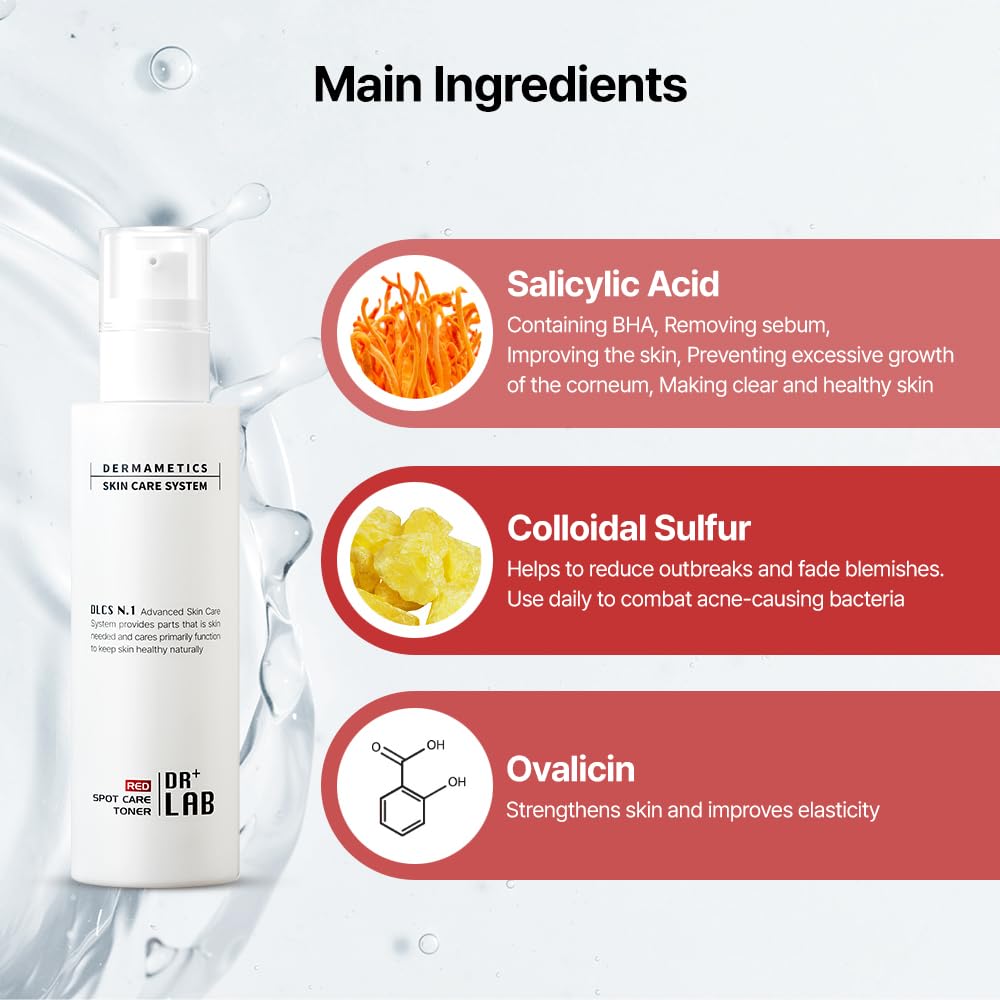 DR+LAB Red Spot Care Toner 5.07 fl oz /150ml Pore Refining Tightening pH Balance for Acne Prone Sensitive Skin Korean Skincare