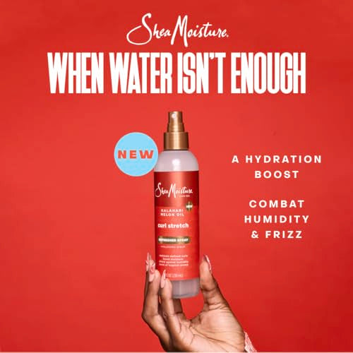 SheaMoisture Curl Stretch Shampoo, Conditioner, Volume Cream, and Refresher Spray with Kalahari Melon Oil and Hyaluronic Serum - Hydrates, Repairs Breakage, Detangles, Minimizes Shrinkage, 4 Pack