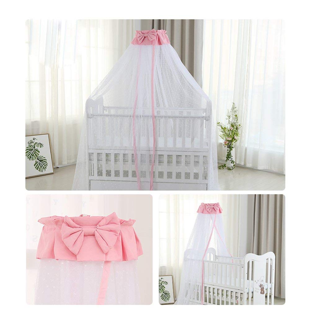 CdyBox Breathable Crib Netting Bed Curtains Canopy for Kids Mosquito Net Bedroom Decor (Pink, Mosquito net)