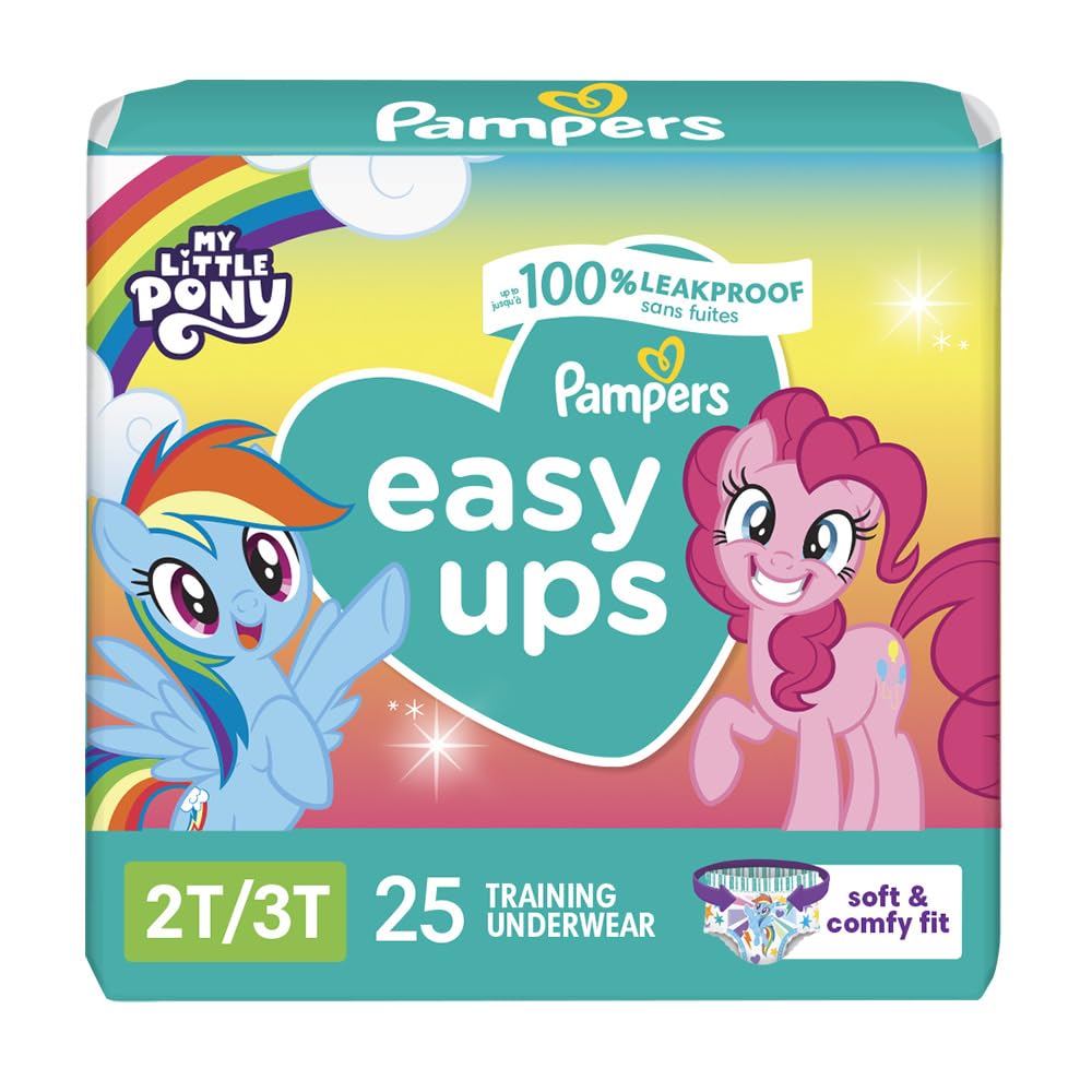 Pampers Easy Ups Pull On Disposable Training Diaper for Girls, Size 4 (2T-3T), Jumbo Pack, 25 Count