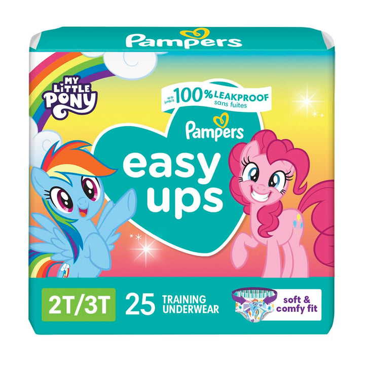 Pampers Easy Ups Pull On Disposable Training Diaper for Girls, Size 4 (2T-3T), Jumbo Pack, 25 Count