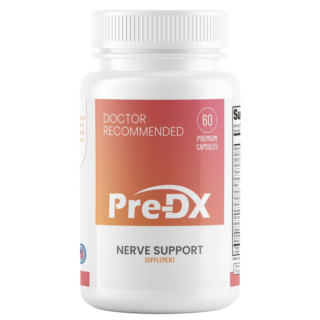 Pre-DX Nerve Support Supplement - Advanced L-Methylfolate Multivitamin w/Vitamin B-Complex & More for Resistance Enhancement - 3rd Party Tested L-methylfolate Supplement - 60 Capsules