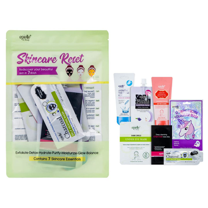 Epielle Skincare Reset 7-Day Kit, Korean Beauty, Korean Skincare, All in one Kit, Gift Set, Beauty Gift, Spa Day, Easter Gifts (Pack of 1, Skincare Reset 7-Day Kit)