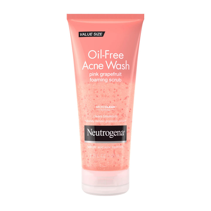 Neutrogena Oil Free Pink Grapefruit Acne Face Wash with Vitamin C, 2% Salicylic Acid Acne Treatment, Gentle Foaming Vitamin C Facial Scrub to Treat & Prevent Breakouts, 6.7 fl. oz