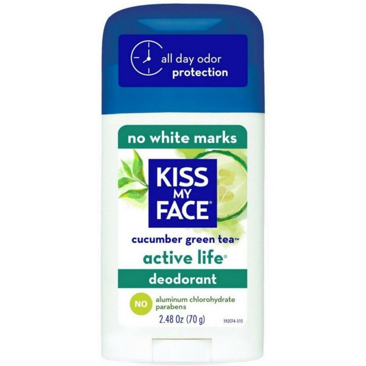 Kiss My Face Active Life Aluminum CHLOROHYDRATE Free Deodorant, Cucumber Green Tea, 2.48 Ounce Stick