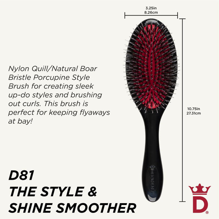 Denman Medium Cushion/Natural Bristle with Single Nylon Quill