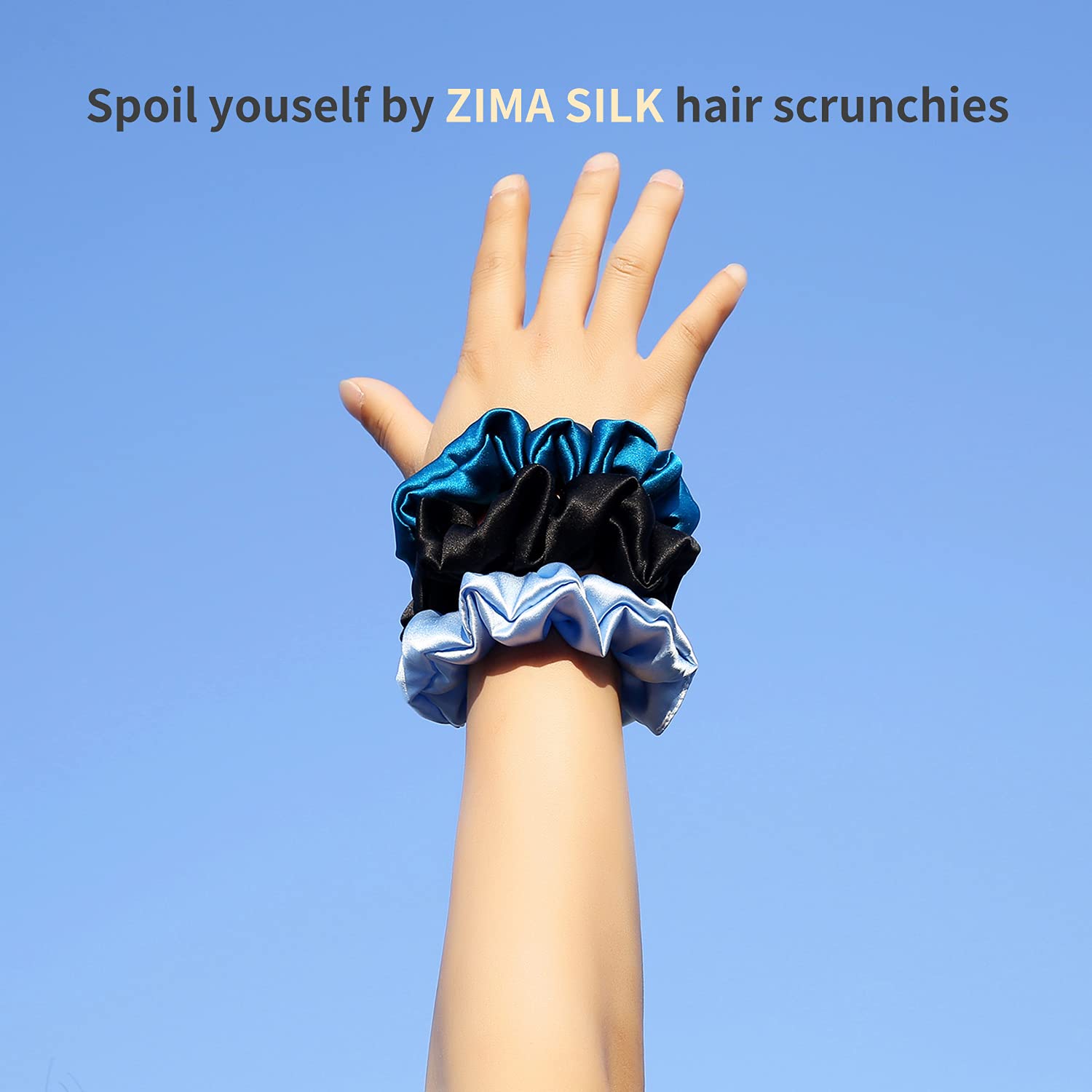 ZIMASILK 100% Mulberry Silk Hair Scrunchies,Best For Women And Girls’Hair.19MM Elastic Hair Bands for Ponytail Holder.Gentle And No hurt.(3 Packs, Burgundy, Black, Royal Blue)