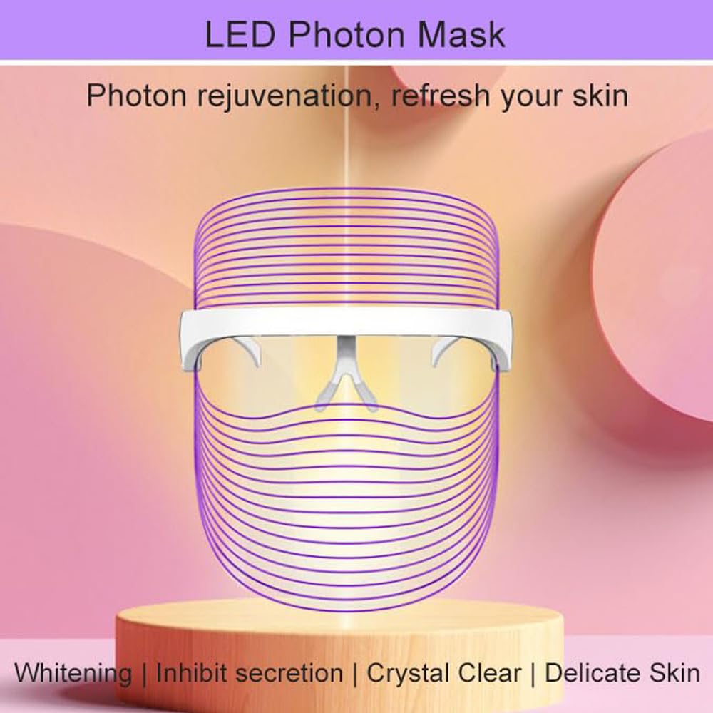 AYSUNY LED Face Mask Light Therapy, Ultra-Light upgraded Red Light Therapy for Face, 7-1 Colors L E D Facial Skin Care Mask, 7 colors Portable Rechargeable Skin Treatment Mask