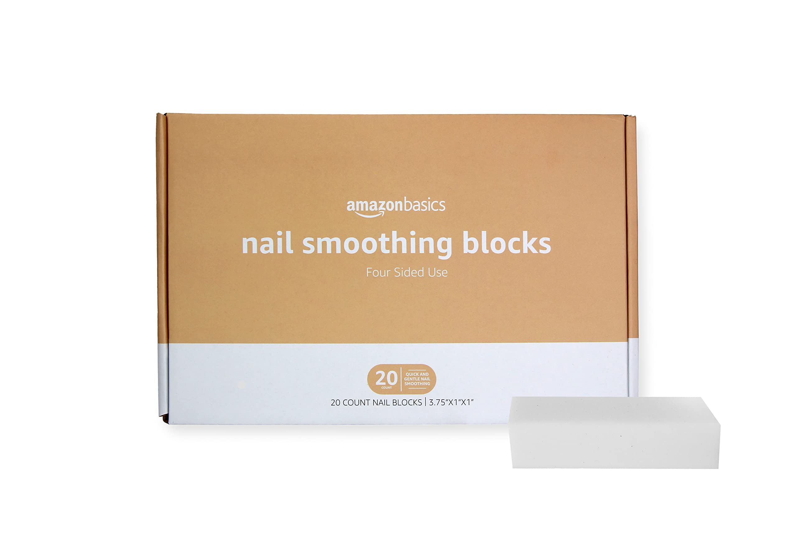 Amazon Basics Nail Smoothing Blocks, 4-Sided, 20 Count, Medium Coarse