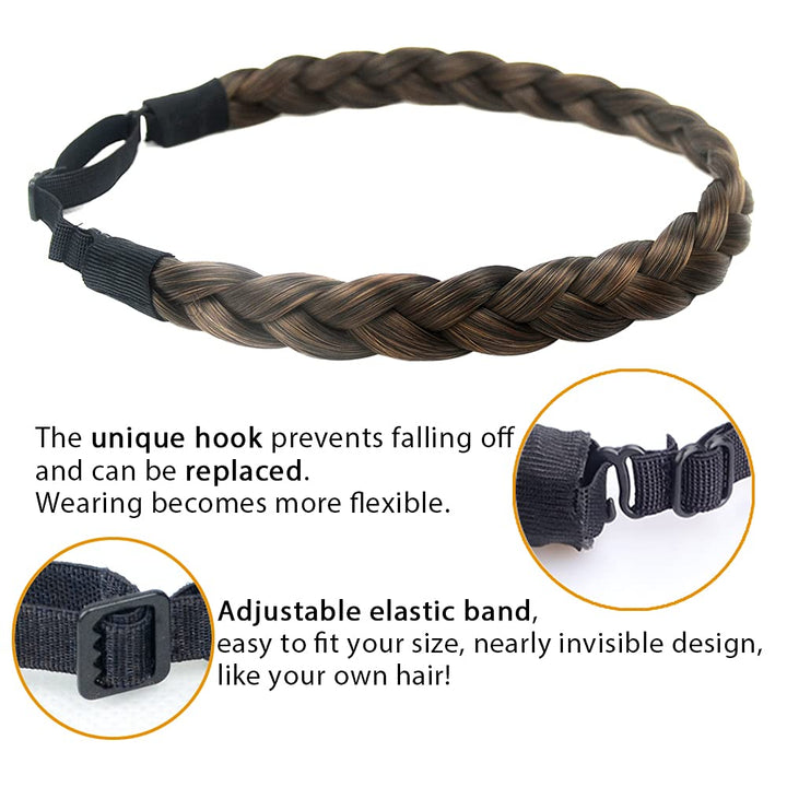DIGUAN (TM) #Copper Brown: Diguan Synthetic Hair Braided Headband Classic Chunky Wide Plaited Braids Elastic Stretch Hairpiece Women Girl Beauty Accessory, 55G Ahairbeauty (#Copper Brown)