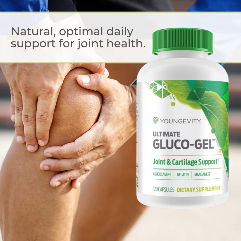 Youngevity Ultimate Gluco-Gel -for Joints, Tendons, Bones & Cartilage | Contains Glucosamine, Gelatin & Manganese | 240 Capsules | 1 Bottle