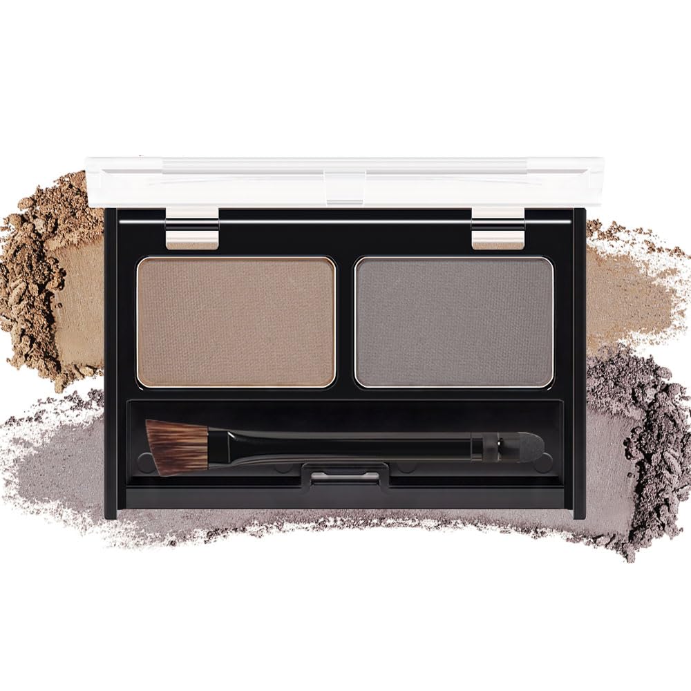 Eyebrow Powder Light Brown Kit,Eye Brow Powder for Women Long-Lasting Waterproof Two Colors Brow Filler Get Full Defined Natural Brows,Eyebrow Contour Palette with Double-ended Eyebrow Brush