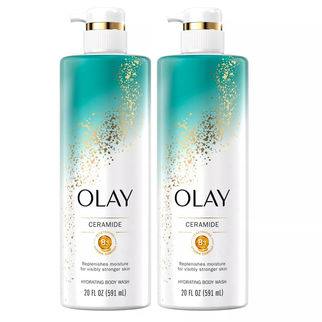 Olay Ceramide Cleansing & Strengthening Women's Body Wash with Ceramide and Vitamin B3 Complex, 17.9 Fl Oz (Pack of 2)